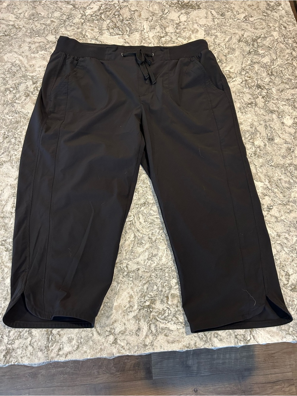 Womens Black stretch capri Drawstring Pants